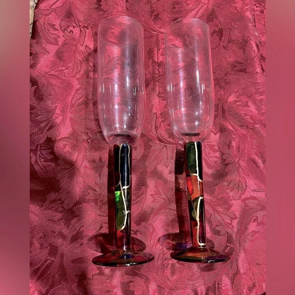 Stimas Romanian wine glass champagne flute pair